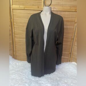 Express olive green open front long sleeve cardigan sweater woman's large